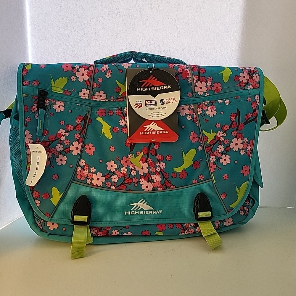 High Sierra Aqua Japanese Cherry Tank Messenger Bag